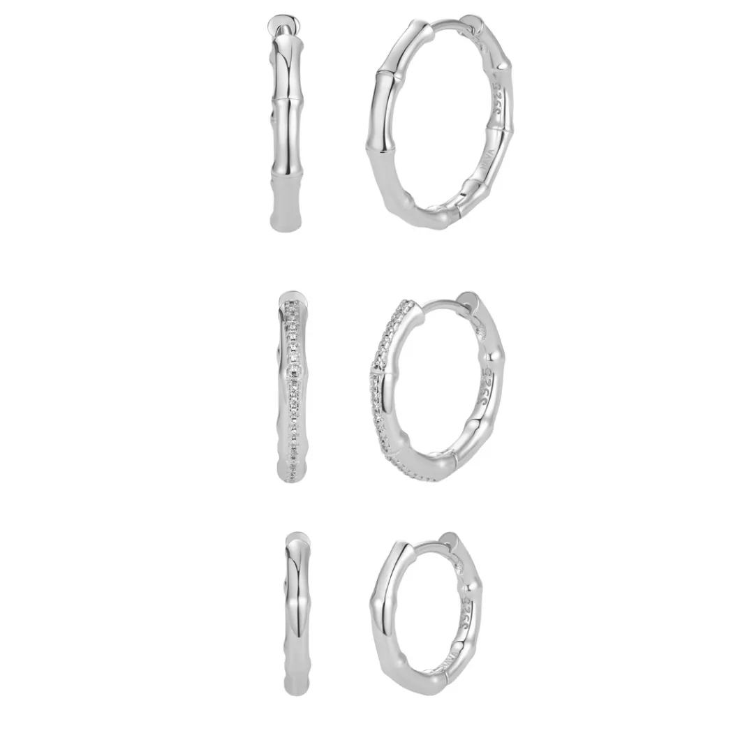 Nava Copenhagen Hoops | Øreringe>Jewelry Set | Bamboo Hoops - Silver