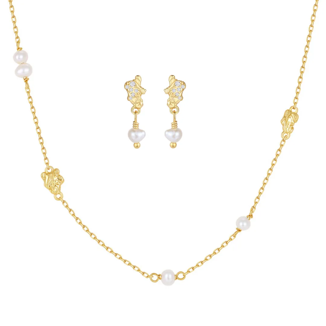 Nava Copenhagen Halskæder | Øreringe>Jewelry Set | Ember Necklace &amp; Ainoa Earrings - Gold Plated