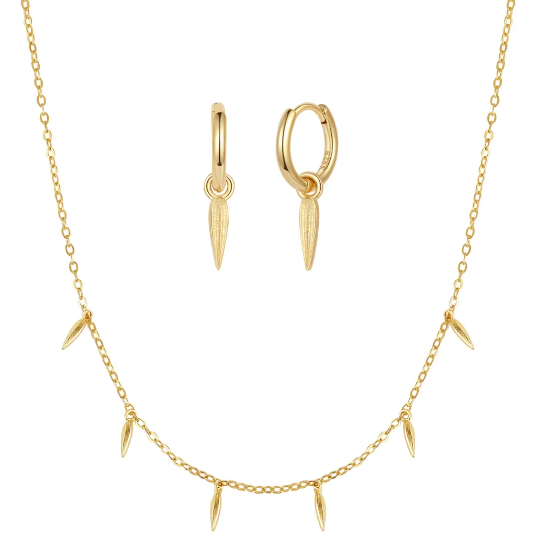 Nava Copenhagen Øreringe | Halskæder>Jewelry Set | Jia Necklace &amp; Luli Earrings - Gold Plated