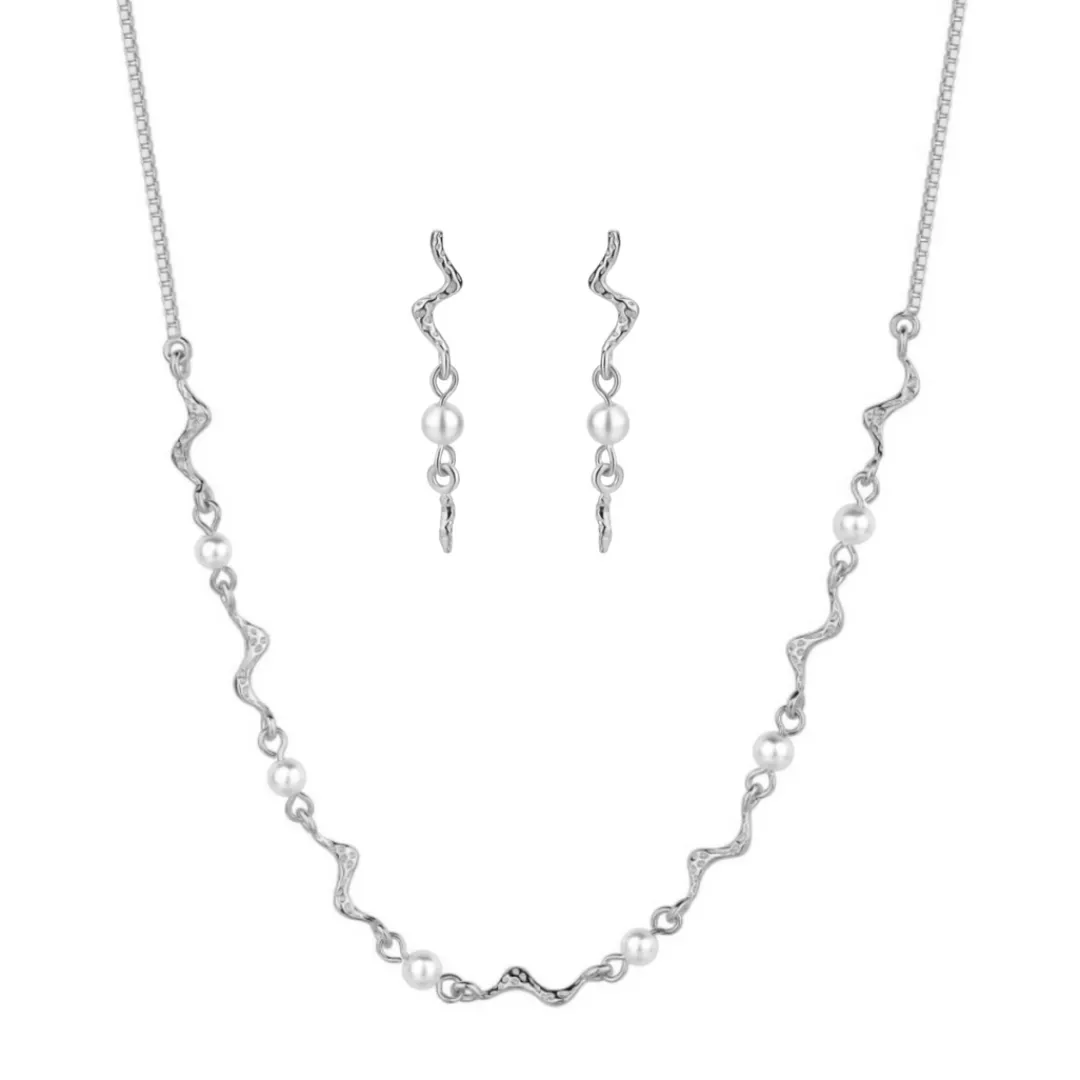 Nava Copenhagen Halskæder | Øreringe>Jewelry Set | Lorelai Necklace &amp; Aquarius Earrings - Silver