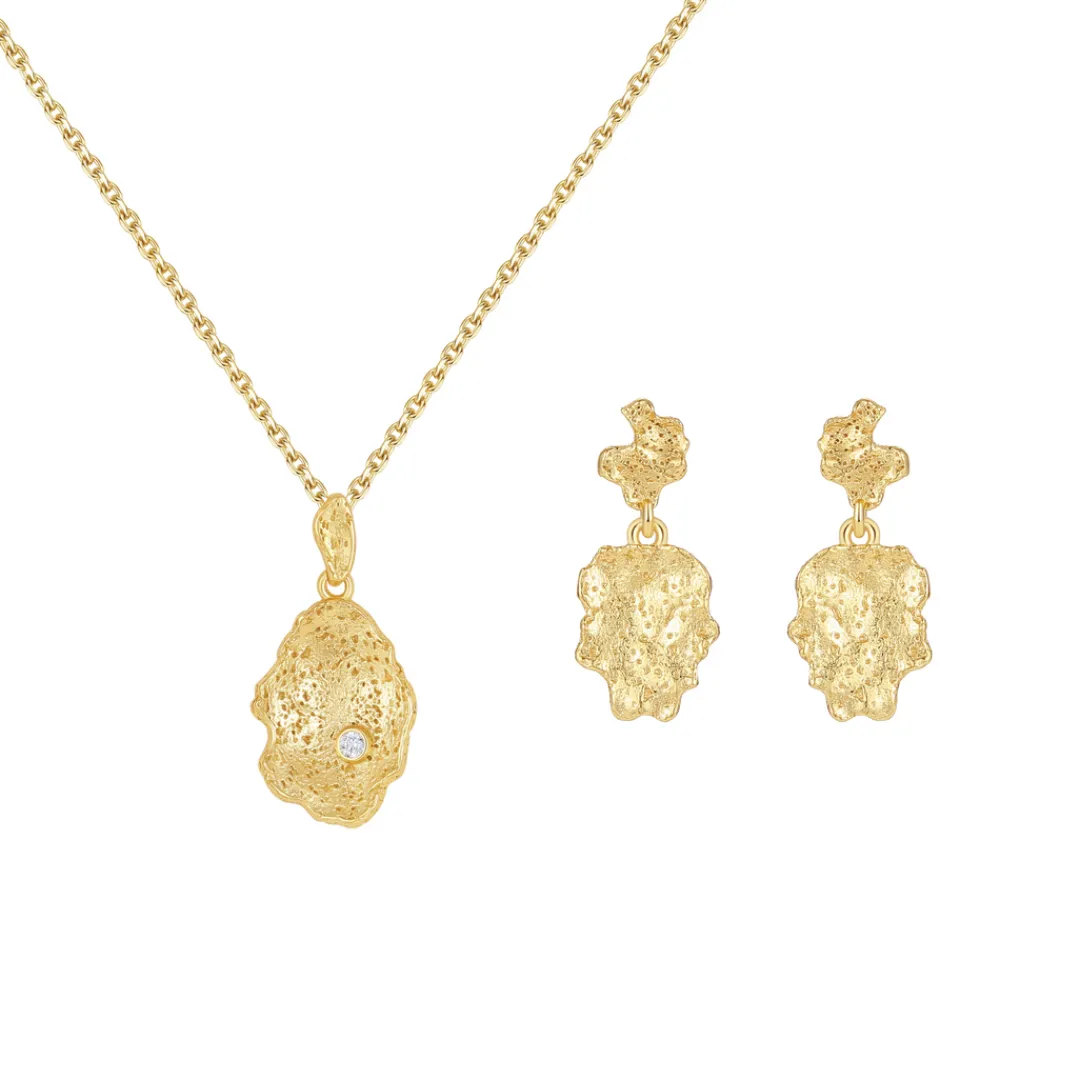 Nava Copenhagen Halskæder | Øreringe>Jewelry Set | Lorelai Necklace &amp; Aquarius Earrings - Gold Plated