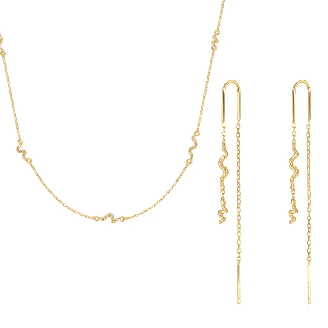 Nava Copenhagen Halskæder | Øreringe>Jewelry Set | Lorelai Necklace &amp; Aquarius Earrings - Gold Plated