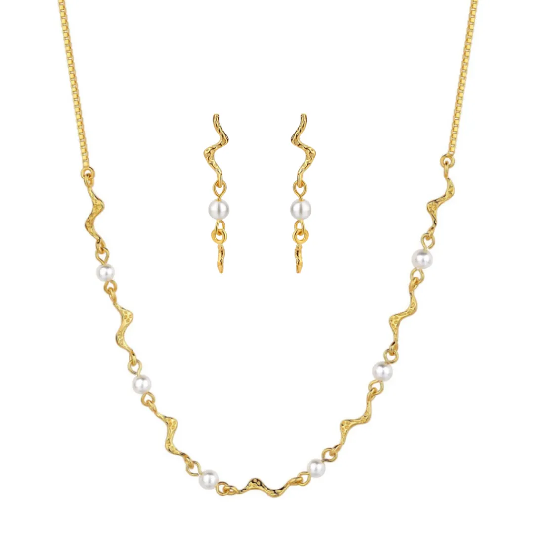 Nava Copenhagen Halskæder | Øreringe>Jewelry Set | Lorelai Necklace &amp; Aquarius Earrings - Gold Plated